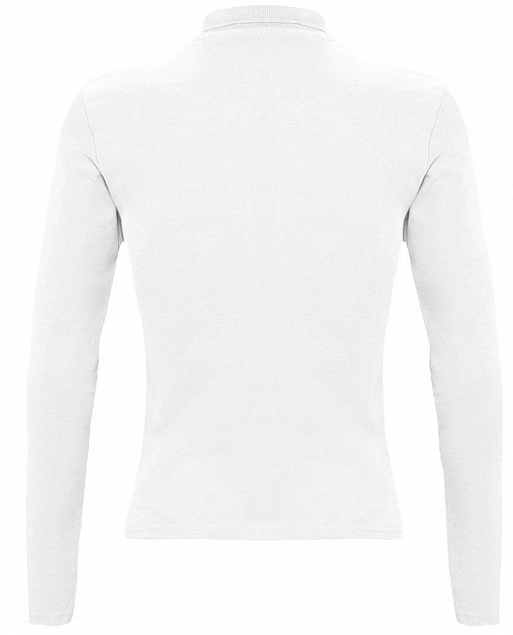 Рубашка поло женская с длинным рукавом PODIUM 210 белая с логотипом в Нефтекамске заказать по выгодной цене в кибермаркете AvroraStore