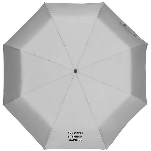 Зонт складной «Луч света» со светоотражающим куполом, серый с логотипом в Нефтекамске заказать по выгодной цене в кибермаркете AvroraStore