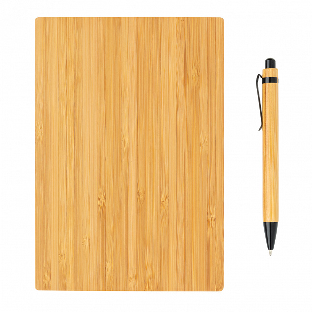 Набор из блокнота и ручки Bamboo, А5 с логотипом в Нефтекамске заказать по выгодной цене в кибермаркете AvroraStore