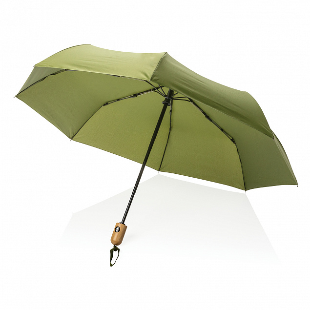 Автоматический зонт Impact из RPET AWARE™ с бамбуковой рукояткой, d94 см с логотипом в Нефтекамске заказать по выгодной цене в кибермаркете AvroraStore