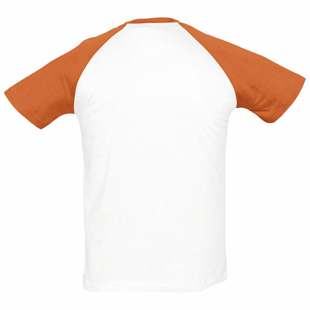 Футболка мужская двухцветная FUNKY 150, белая с оранжевым с логотипом в Нефтекамске заказать по выгодной цене в кибермаркете AvroraStore