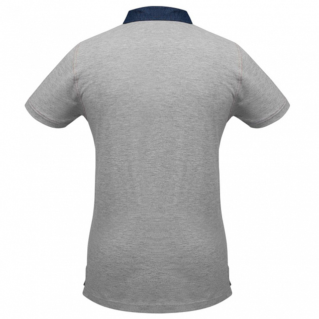 Рубашка поло мужская DNM Forward серый меланж/синий джинс с логотипом в Нефтекамске заказать по выгодной цене в кибермаркете AvroraStore