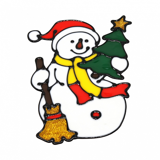 Наклейки на окна (пластиковые) (снеговик 20*29), мультиколор с логотипом в Нефтекамске заказать по выгодной цене в кибермаркете AvroraStore