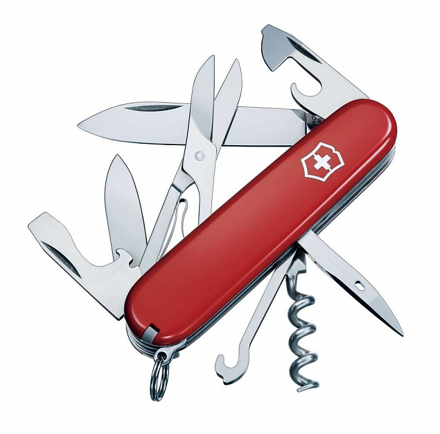 Офицерский нож CLIMBER 91, красный с логотипом в Нефтекамске заказать по выгодной цене в кибермаркете AvroraStore