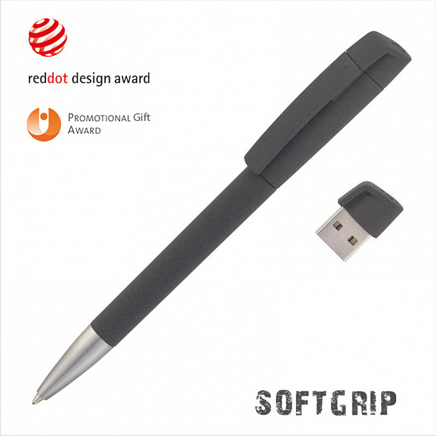 Ручка с флеш-картой USB 16GB «TURNUSsoftgrip M» с логотипом в Нефтекамске заказать по выгодной цене в кибермаркете AvroraStore