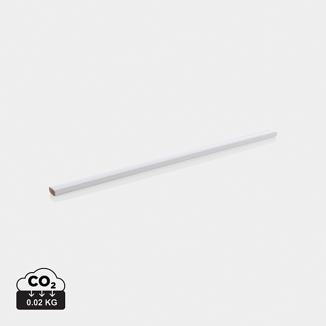 Деревянный карандаш, 25 см, белый с логотипом в Нефтекамске заказать по выгодной цене в кибермаркете AvroraStore