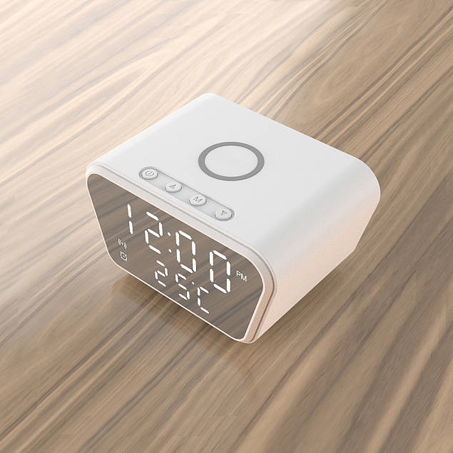 Настольные часы "Smart Clock" с беспроводным (15W) зарядным устройством, будильником и термометром с логотипом в Нефтекамске заказать по выгодной цене в кибермаркете AvroraStore