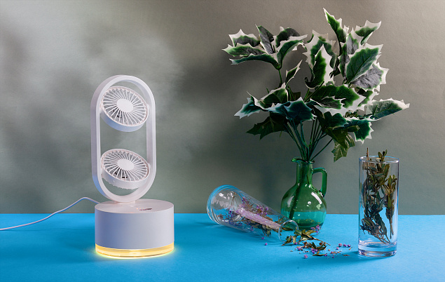 Портативный увлажнитель воздуха "Smart Wind" с двумя вентиляторами с логотипом в Нефтекамске заказать по выгодной цене в кибермаркете AvroraStore