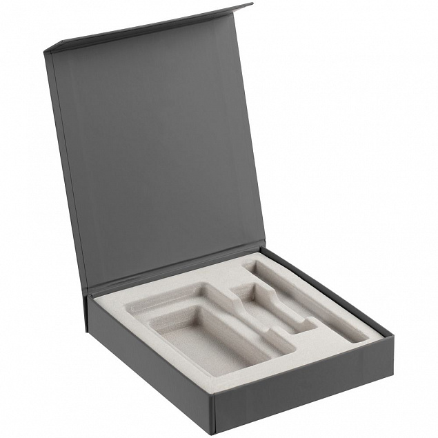 Коробка Latern для аккумулятора 5000 мАч, флешки и ручки, серая с логотипом в Нефтекамске заказать по выгодной цене в кибермаркете AvroraStore