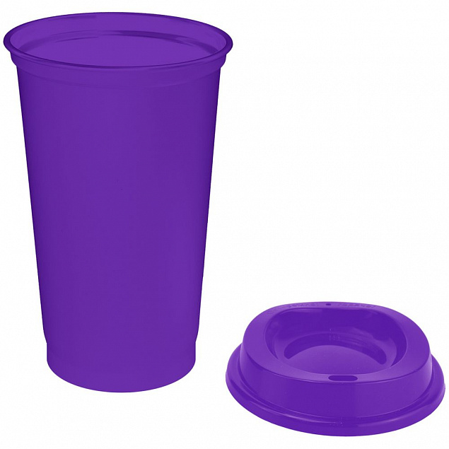 Стакан с крышкой Color Cap, фиолетовый с логотипом в Нефтекамске заказать по выгодной цене в кибермаркете AvroraStore