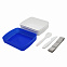 Ланч-бокс Lunch Blue line со столовыми приборами (синий) с логотипом в Нефтекамске заказать по выгодной цене в кибермаркете AvroraStore