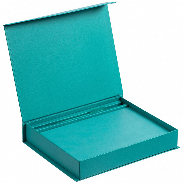 Коробка Duo под ежедневник и ручку, бирюзовая с логотипом в Нефтекамске заказать по выгодной цене в кибермаркете AvroraStore