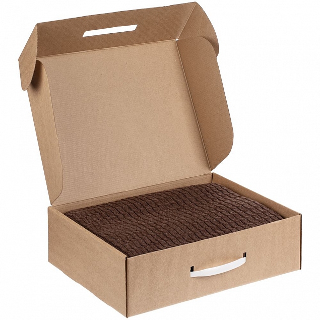 Коробка самосборная Light Case, крафт, с белой ручкой с логотипом в Нефтекамске заказать по выгодной цене в кибермаркете AvroraStore