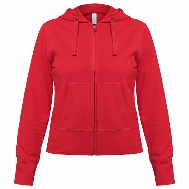 Толстовка женская Hooded Full Zip красная с логотипом в Нефтекамске заказать по выгодной цене в кибермаркете AvroraStore