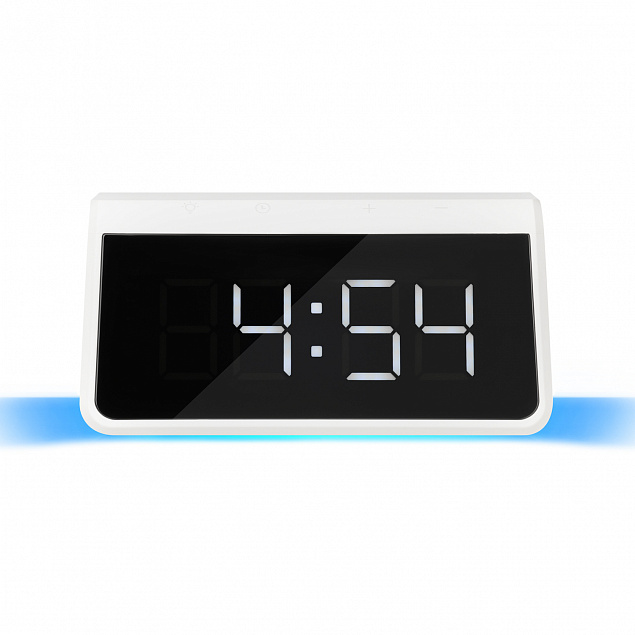 Настольные часы с беспроводной зарядкой 15W, Flame, белый цвет с логотипом в Нефтекамске заказать по выгодной цене в кибермаркете AvroraStore
