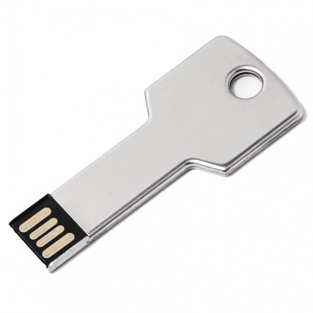 USB flash-карта KEY (16Гб), серебристая, 5,7х2,4х0,3 см, металл с логотипом в Нефтекамске заказать по выгодной цене в кибермаркете AvroraStore