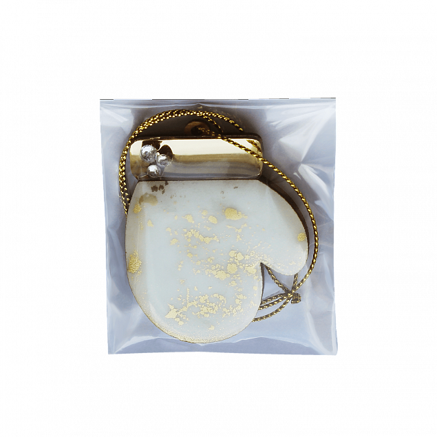 Ёлочная игрушка Варежка (белый с золотым ) с логотипом в Нефтекамске заказать по выгодной цене в кибермаркете AvroraStore