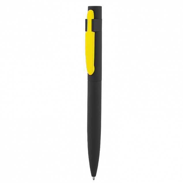 Ручка шариковая "Lip", черный/желтый, покрытие soft touch с логотипом в Нефтекамске заказать по выгодной цене в кибермаркете AvroraStore