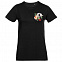 Футболка женская «Цветочная азбука: А», черная с логотипом в Нефтекамске заказать по выгодной цене в кибермаркете AvroraStore