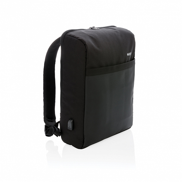 Антикражный рюкзак Swiss Peak 15"  с RFID защитой и разъемом USB, черный с логотипом в Нефтекамске заказать по выгодной цене в кибермаркете AvroraStore