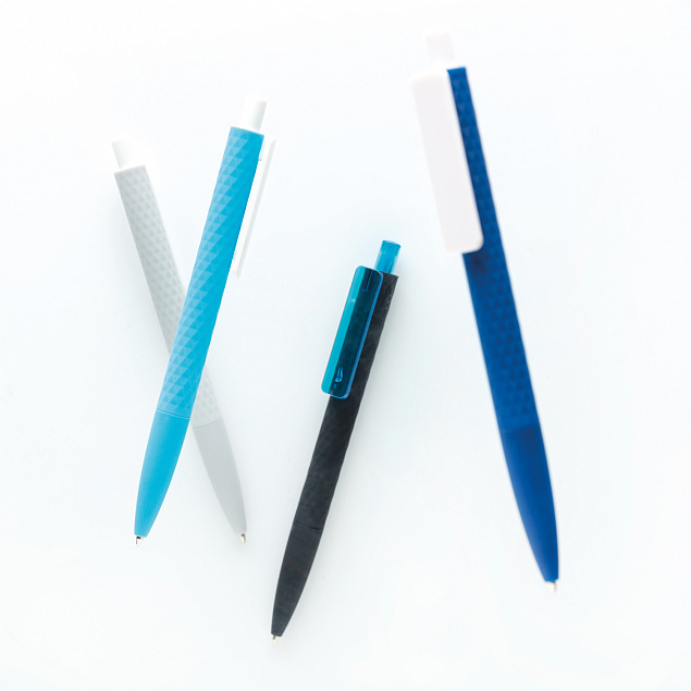 Черная ручка X3 Smooth Touch, синий с логотипом в Нефтекамске заказать по выгодной цене в кибермаркете AvroraStore