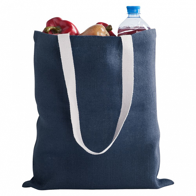 Холщовая сумка на плечо Juhu, синяя с логотипом в Нефтекамске заказать по выгодной цене в кибермаркете AvroraStore
