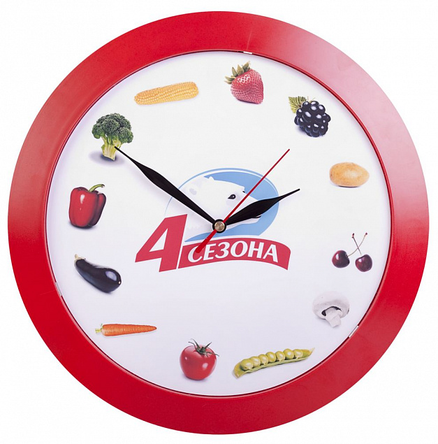 Часы настенные Vivid large, красные с логотипом в Нефтекамске заказать по выгодной цене в кибермаркете AvroraStore