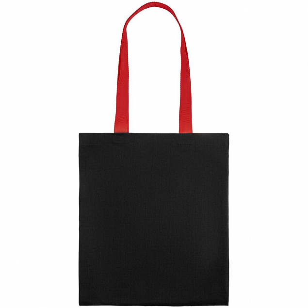 Холщовая сумка BrighTone, черная с красными ручками с логотипом в Нефтекамске заказать по выгодной цене в кибермаркете AvroraStore