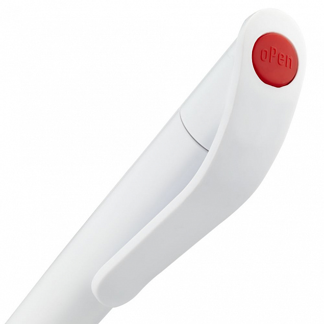 Ручка шариковая Grip, белая с красным с логотипом в Нефтекамске заказать по выгодной цене в кибермаркете AvroraStore