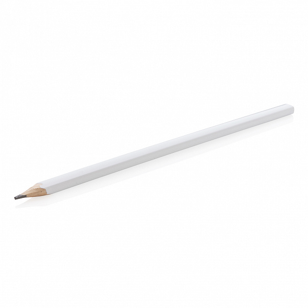 Деревянный карандаш, 25 см, белый с логотипом в Нефтекамске заказать по выгодной цене в кибермаркете AvroraStore