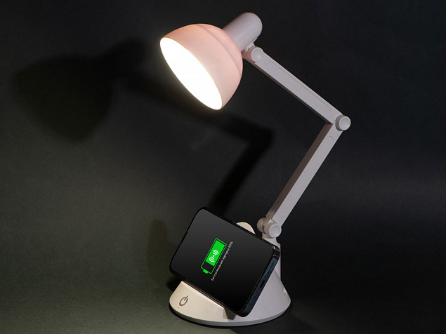 Настольный светильник с функцией беспроводной зарядки «Bendy», 5 Вт с логотипом в Нефтекамске заказать по выгодной цене в кибермаркете AvroraStore