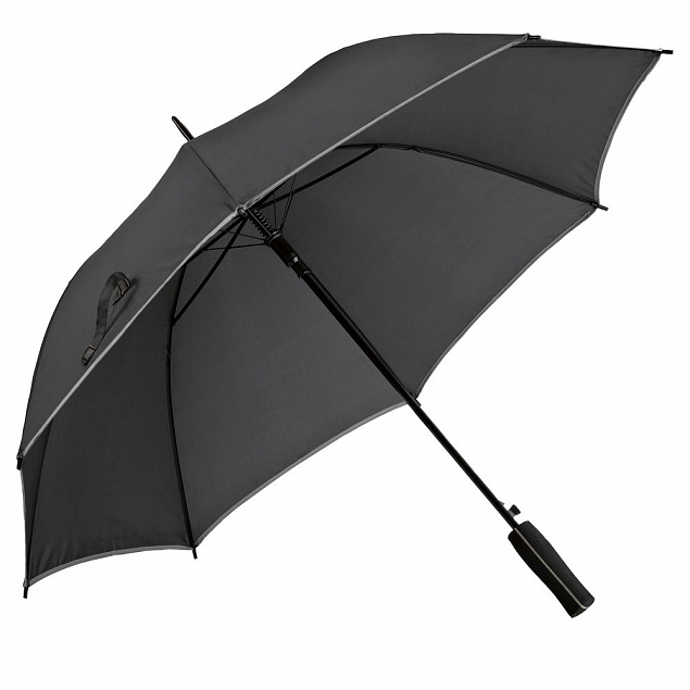Зонт-трость Jenna, черный с серым с логотипом в Нефтекамске заказать по выгодной цене в кибермаркете AvroraStore