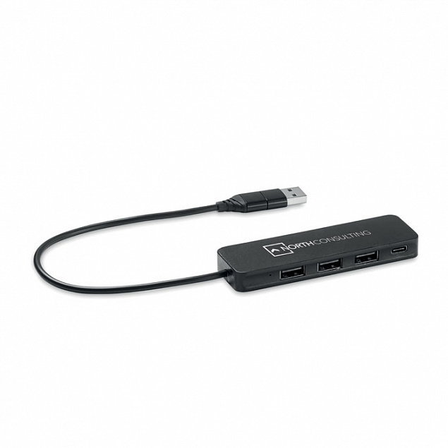 USB-C 4-портовый USB-концентрат с логотипом в Нефтекамске заказать по выгодной цене в кибермаркете AvroraStore