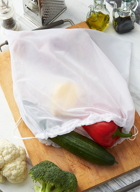 Сетчатый мешок для овощей и фруктов VEG BAG, белый с логотипом в Нефтекамске заказать по выгодной цене в кибермаркете AvroraStore