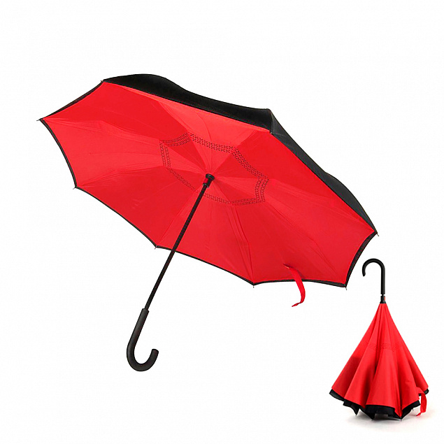 Зонт-трость механический  Chaplin, черно-красный-S с логотипом в Нефтекамске заказать по выгодной цене в кибермаркете AvroraStore