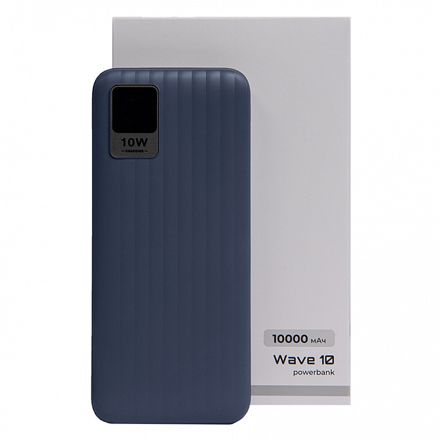 Универсальный аккумулятор OMG Wave 10 (10000 мАч), синий, 14,9х6.7х1,6 см с логотипом в Нефтекамске заказать по выгодной цене в кибермаркете AvroraStore