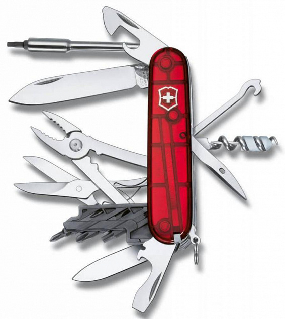 Офицерский нож CyberTool L, прозрачный красный с логотипом в Нефтекамске заказать по выгодной цене в кибермаркете AvroraStore