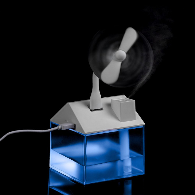 Настольный увлажнитель Arioso с вентилятором и лампой, белый с логотипом в Нефтекамске заказать по выгодной цене в кибермаркете AvroraStore