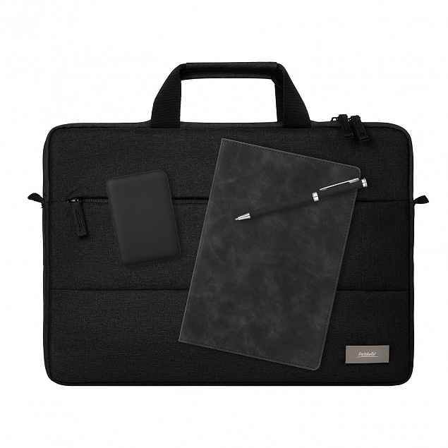 Подарочный набор Forum, черный (сумка, ежедневник, ручка, аккумулятор) с логотипом в Нефтекамске заказать по выгодной цене в кибермаркете AvroraStore
