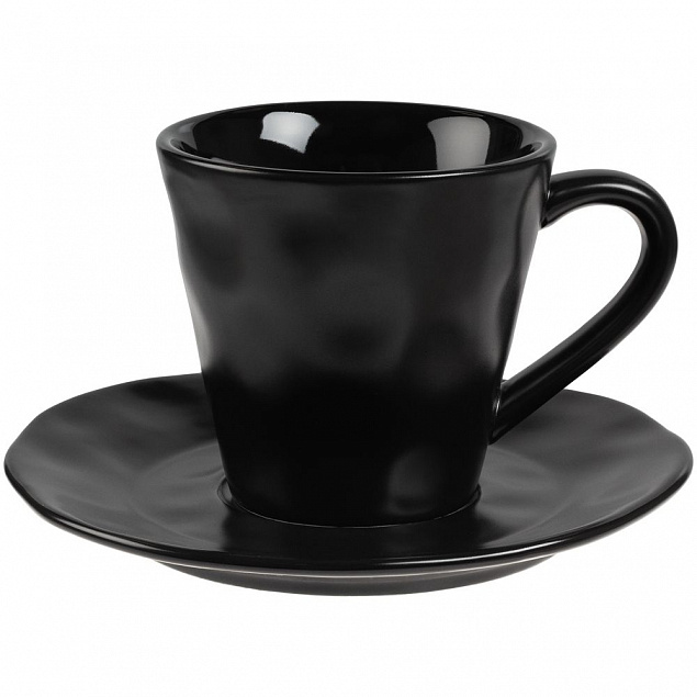 Кофейная пара Dark Fluid, черная с логотипом в Нефтекамске заказать по выгодной цене в кибермаркете AvroraStore