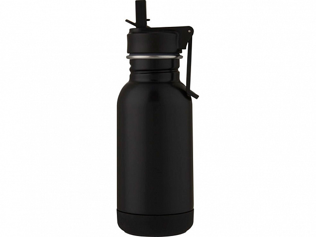 Lina, спортивная бутылка из нержавеющей стали объемом 400 мл с трубочкой и петлей, черный с логотипом в Нефтекамске заказать по выгодной цене в кибермаркете AvroraStore