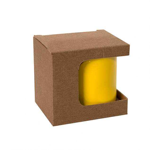 Коробка для кружек 25903, 27701, 27601, размер 11,8х9,0х10,8 см, микрогофрокартон, коричневый с логотипом в Нефтекамске заказать по выгодной цене в кибермаркете AvroraStore
