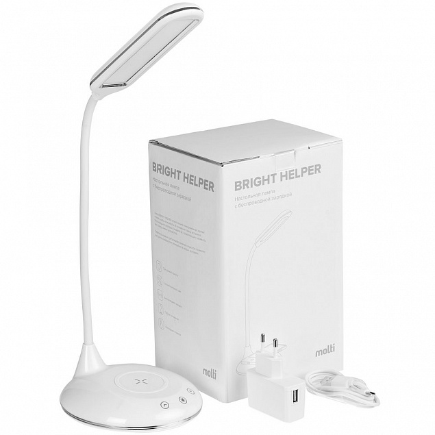 Лампа с беспроводной зарядкой Bright Helper, черная с логотипом в Нефтекамске заказать по выгодной цене в кибермаркете AvroraStore