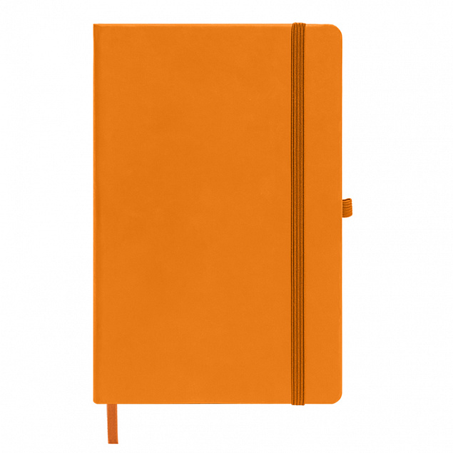 Бизнес-блокнот А5  "Silky", оранжевый,  твердая обложка,  в клетку с логотипом в Нефтекамске заказать по выгодной цене в кибермаркете AvroraStore