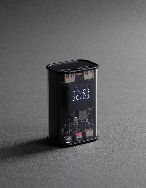 Зарядное (22.5W) устройство "Inside" 9000 mAh с прозрачным корпусом и цифровым индикатором заряда/напряжения/силы тока с логотипом в Нефтекамске заказать по выгодной цене в кибермаркете AvroraStore
