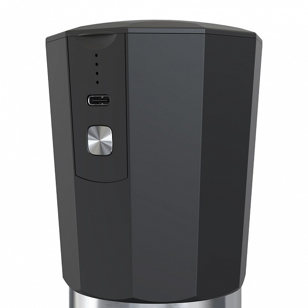 Портативная кофемолка Electric Coffee Grinder, черная с серебристым с логотипом в Нефтекамске заказать по выгодной цене в кибермаркете AvroraStore