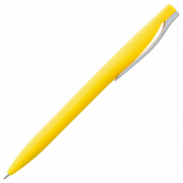 Ручка шариковая Pin Soft Touch, желтая с логотипом в Нефтекамске заказать по выгодной цене в кибермаркете AvroraStore