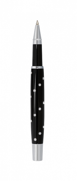 Ручка-роллер RIGA, черная, серебристая с логотипом в Нефтекамске заказать по выгодной цене в кибермаркете AvroraStore