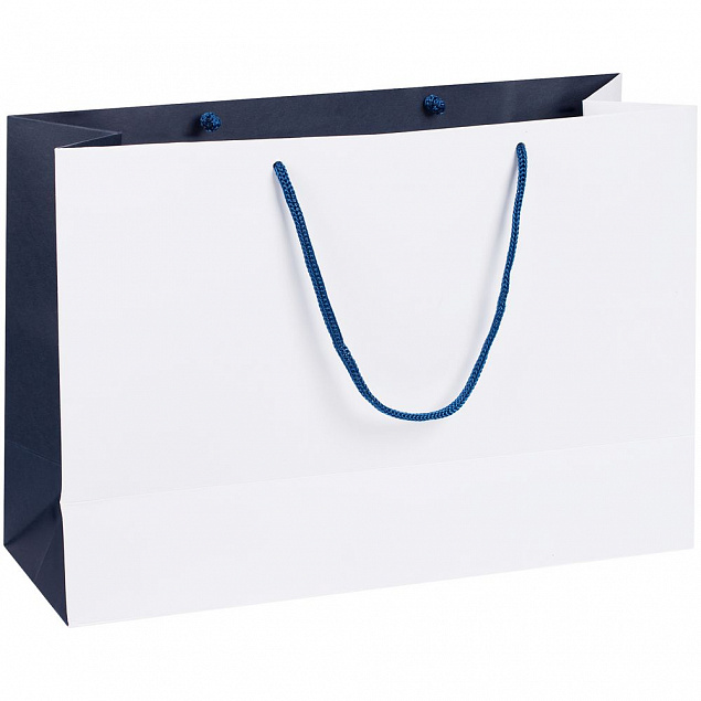 Пакет бумажный Bicolor, белый с синим с логотипом в Нефтекамске заказать по выгодной цене в кибермаркете AvroraStore