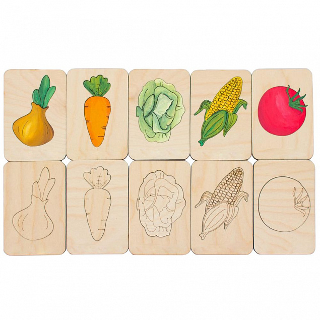 Карточки-раскраски Wood Games, овощи с логотипом в Нефтекамске заказать по выгодной цене в кибермаркете AvroraStore
